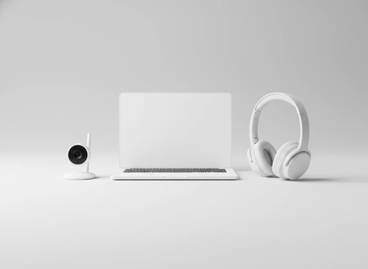 WFH Essentials Kit: HD 1080p Webcam, Noise-Canceling Headset & Premium Laptop